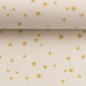 Preview: Baumwolle Webware Weihnachten Sterne gold naturweiß