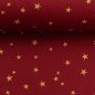 Preview: Baumwolle Webware Weihnachten Sterne gold dunkelrot