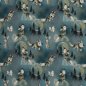 Preview: Baumwolljersey Wolf, Hase, Bäumen und Mondmotiven smaragd