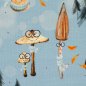 Preview: French Terry Pilzfreunde – Pilze & Wald auf hellblau