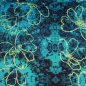 Preview: Baumwolljersey Blumen digitaldruck blau-petrol