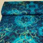Preview: Baumwolljersey Blumen digitaldruck blau-petrol