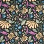 Preview: Baumwolljersey Blumen und Blätter auf schwarz