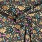 Preview: Baumwolljersey Blumen und Blätter auf schwarz