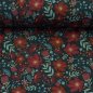 Preview: Modaljersey Just Flowers anthrazit/rot