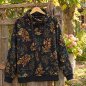 Preview: French Terry Stoff „Holly“ – Herbstliche Blätter & Zweige auf Schwarz
