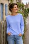 Preview: Strickstoff gestreift Melange – Hellblau