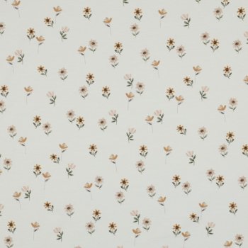 Baumwolljersey Digitaldruck Blümchen auf natur