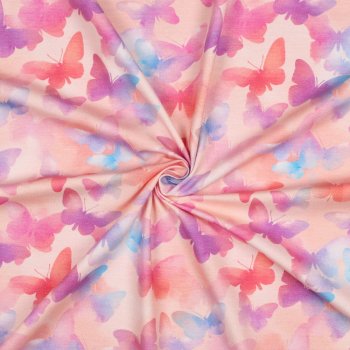 Baumwolljersey bunte Schmetterlinge, Digitaldruck