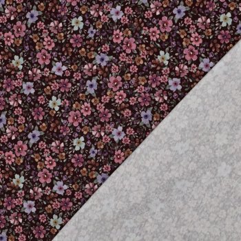 Preview: Baumwolljersey Blütenmeer – burgundy