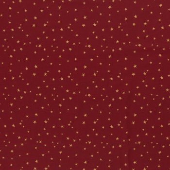 Baumwolle Webware Weihnachten Sterne gold dunkelrot