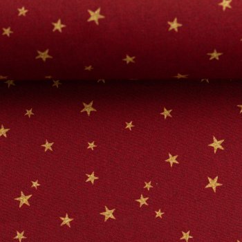Baumwolle Webware Weihnachten Sterne gold dunkelrot