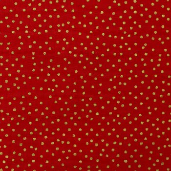 Baumwolle Webware Tupfen 1mm gold/rot