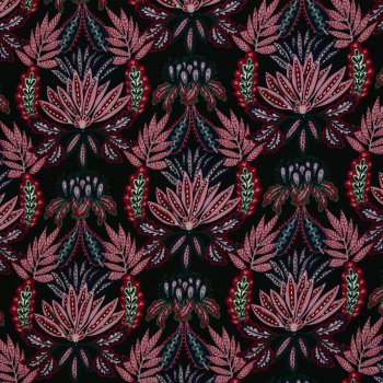 Viskose Webware Indian Summer Ornament by Bienvenido Colorido, schwarz