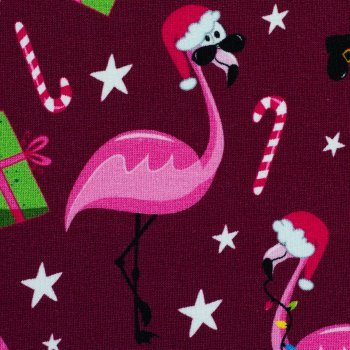 Preview: French Terry Stoff Holly Flamingo bordeaux