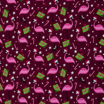 French Terry Stoff Holly Flamingo bordeaux