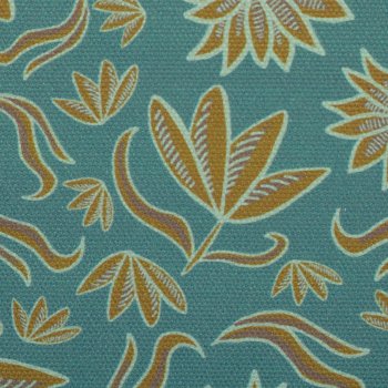 Preview: Canvas, Baumwolle, Retro Flowers by Emjo Design, Blumen ocker, mint