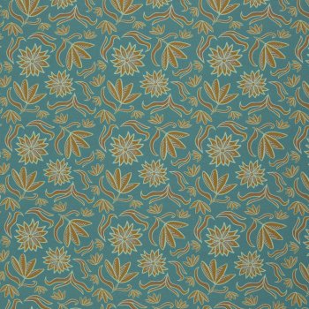 Canvas, Baumwolle, Retro Flowers by Emjo Design, Blumen ocker, mint