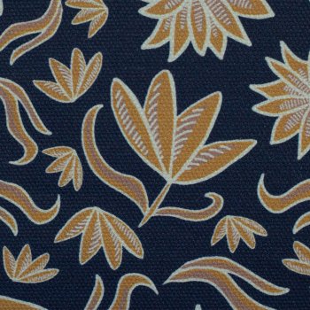 Preview: Canvas, Baumwolle, Retro Flowers by Emjo Design dunkelblau