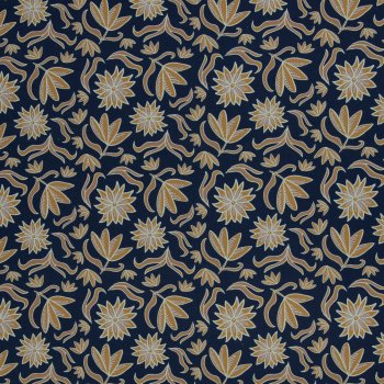 Canvas, Baumwolle, Retro Flowers by Emjo Design dunkelblau