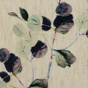 Preview: Viskose Leinen Madeira, Mischgewebe Zweige, beige/hellmint
