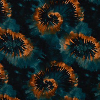 Modal French Terry KIRA Lava Blüten petrol kupfer