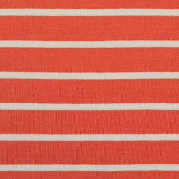 Preview: Baumwolljersey -Isa- Streifen - koralle weiss