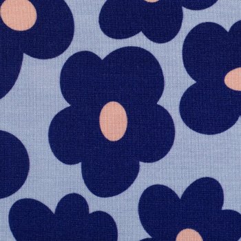 Viskosejersey Happy Flowers by Cherry Picking hellblau