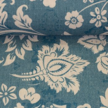 Preview: Double Slub Musselin Paisley blau creme