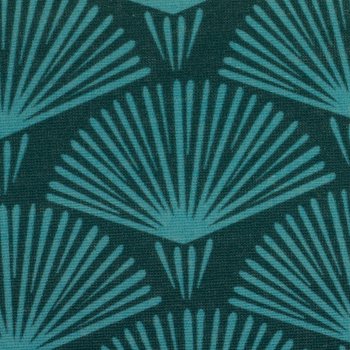 Preview: beschichtete Baumwolle Fächerdesign petrol