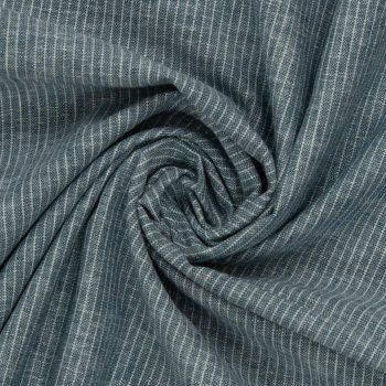 Leinen- Baumwoll Mischgewebe "Paul" petrol meliert gestreift