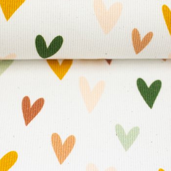 Preview: Rippjersey Hearts ocker/grün/weiß