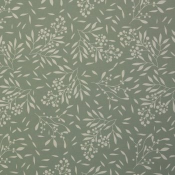 Canvas Baumwollstoff – Zweige & Beeren Salbeigrün