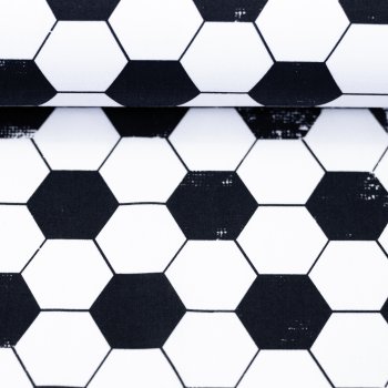 Baumwolle Webware Swafing Fussball schwarz/ weiss