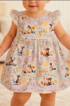 Baumwolljersey Waschbär und Fuchs im Wald