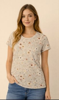 Preview: Baumwolljersey Sanfte Blüten, zarte Pasteltönen