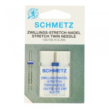 SCHMETZ Nähmaschinennadeln Stretch Zwillingsnadel 4,0/75 Flachkolben