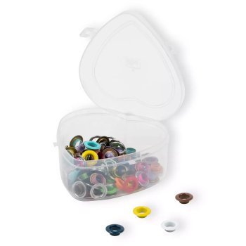 Prym Ösen mit Scheiben, bunt, in Herzbox, 8 mm