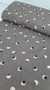 Viskose- Crepe weiss schwarze Dots auf grau