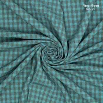 Baumwolle Seersucker - Checks rauchblau/dunkelblau