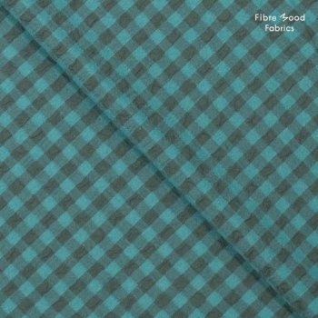 Preview: Baumwolle Seersucker - Checks rauchblau/dunkelblau