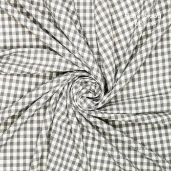 Baumwolle Seersucker - Checks weiss/grau