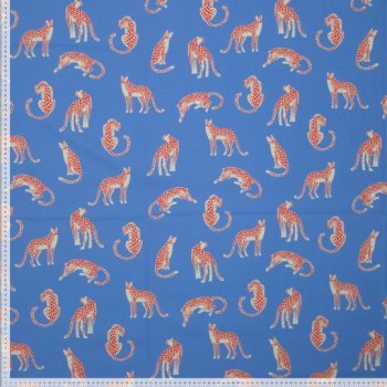 Popeline Baumwolle Leoparden hellblau