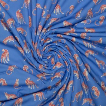 Popeline Baumwolle Leoparden hellblau