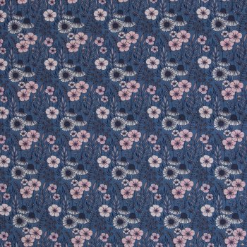 Calais by Claire’s Creative Forest – Baumwollwebware Blumenwiese blau-rosa