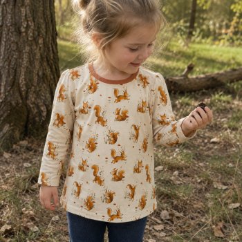 Preview: Baumwolljersey Forest Animals Eichhörnchen beige