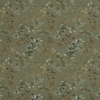 Preview: Baumwoll Canvas Herbstzaube – Blätter & Farne, altmint