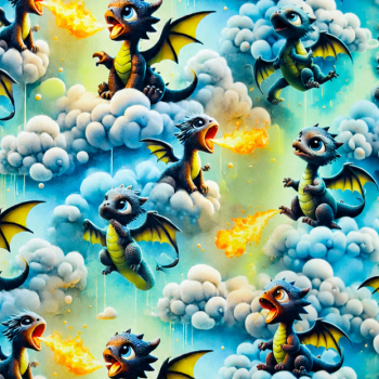 Softshell – Feuerdrache in den Wolken – türkis