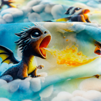 Softshell – Feuerdrache in den Wolken – türkis
