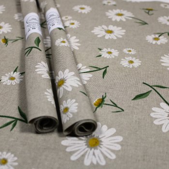beschichtete Baumwolle Leinenoptik Margeriten 50cm x 70cm